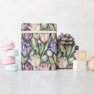 Klassische rosa, lila, weiße Tulpen Geschenkpapier