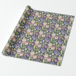 Klassische rosa, lila, weiße Tulpen Geschenkpapier