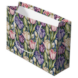 Klassische rosa, lila, weiße Tulpen Große Geschenktüte