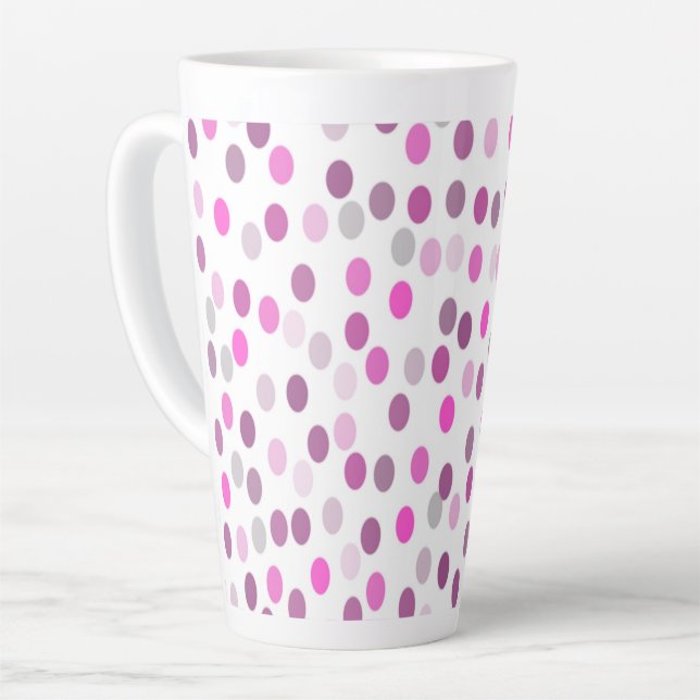 Klassische rosa Polka Punkte auf Weiß Milchtasse (Linke Ecke)