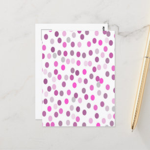 Klassische rosa Polka Punkte auf Weiß Postkarte