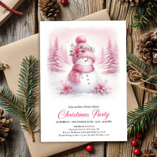 Klassische rosa Schneemann-Kinder-Digital-Weihnach Einladung