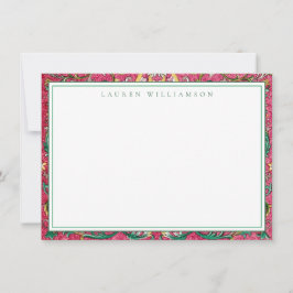 Klassische Rosa und grüne Chinoiserie Note Card Mitteilungskarte