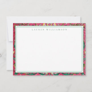 Klassische rosa und grüne Chinoiserie-Notizkarte Mitteilungskarte
