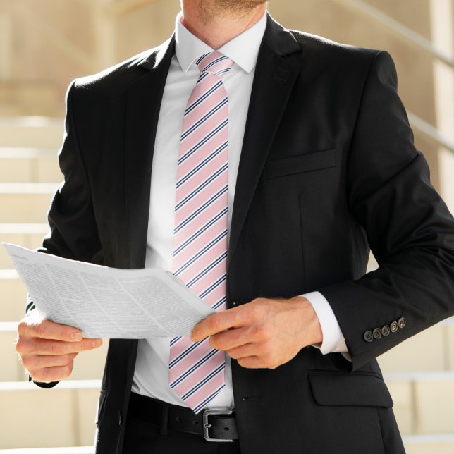 Klassische Rosa- und Navy-Streifen Krawatte (Von Creator hochgeladen)