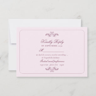 Klassische rosafarbene Hochzeits-RSVP-Karte RSVP Karte