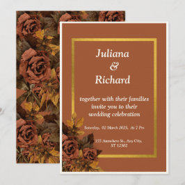 Klassische Rose für Hochzeiten im Herbst Einladung