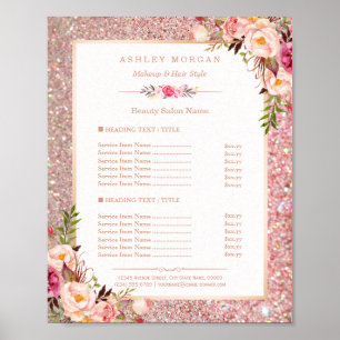 Klassische Rose Gold Glitzer Schönheitssalon Poster