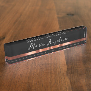 Klassische Rose Gold Tone Monogram Desk Namplate Namensplakette