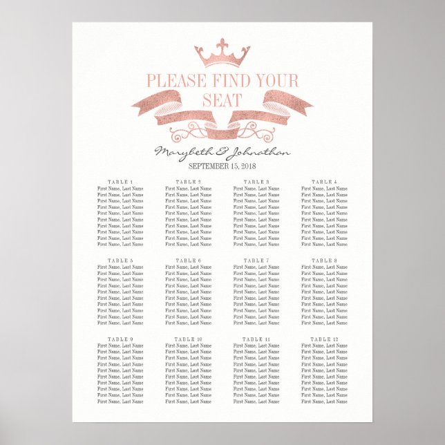 Klassische Rose Gold Wappen Hochzeitssymbole Poster (Vorne)