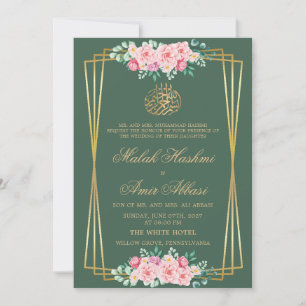Klassische Rose Goldene islamische Hochzeit Einladung