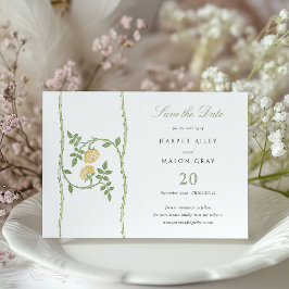 Klassische Rose Weinkarte "Save the Date" Einladung
