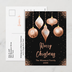 Klassische Rosen-Gold-Ornamente Frohe Weihnachten