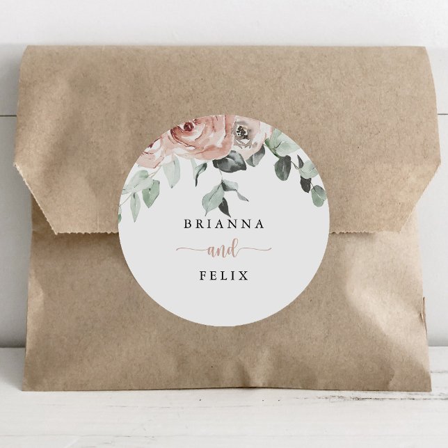 Klassische Rosenblütenhochzeitungen - Umschlag Auf Runder Aufkleber (Von Creator hochgeladen)