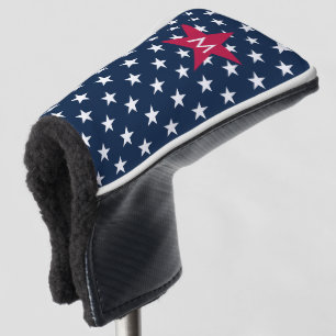 Klassische Rot-Blau-Monogramm-Sterne Golf Headcover