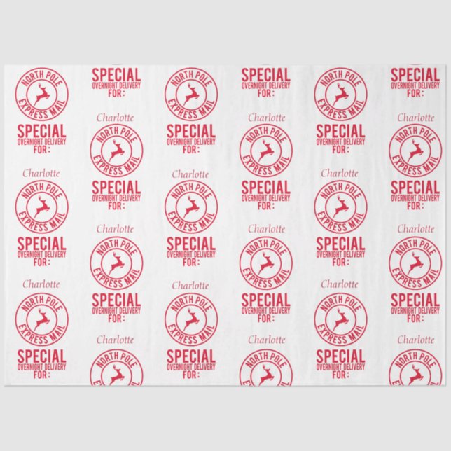 Klassische Rot- und Weißnamen aus Nordpol Seidenpapier (Vorderseite)