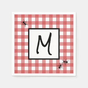 Klassische Rot-Weiß-Gingham-Ameisen-BBQ-Picknick-P Serviette