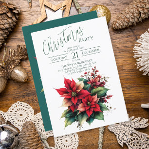 Klassische Rote Blume Weihnachts-Party Einladung