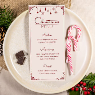 Klassische rote Creme-Weihnachts-Diner-Speisekarte Einladung