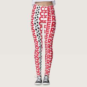 Klassische rote Fußballtypografie Fett Sports Fan Leggings