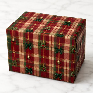 Klassische rote grüne Heritage-Tartan-Weihnachtsbö Geschenkpapier