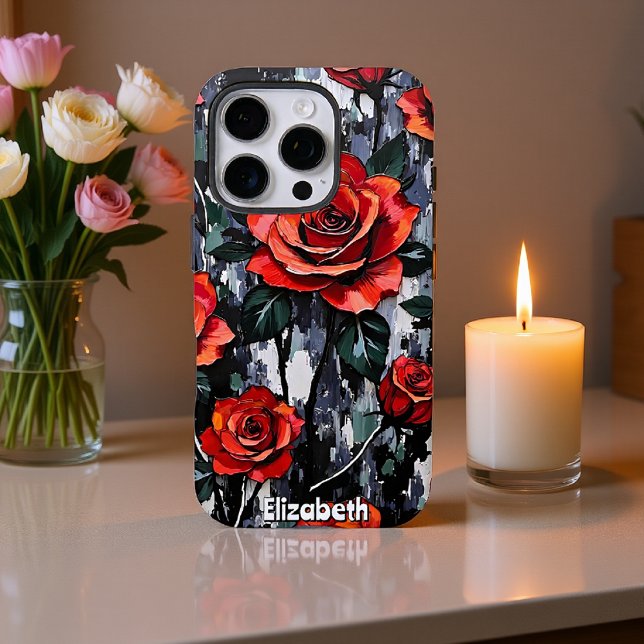 Klassische Rote Rose Bouquet-Malerei Case-Mate iPhone Hülle (Von Creator hochgeladen)