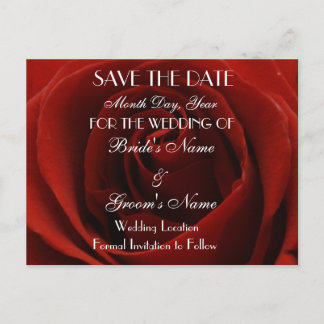 Klassische Rote Rose Save the Date Hochzeitskarte Ankündigungspostkarte
