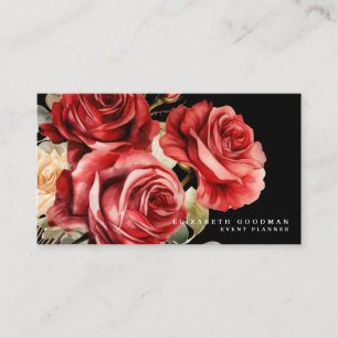 Klassische Rote Rosen Schwarze Visitenkarten Visitenkarte