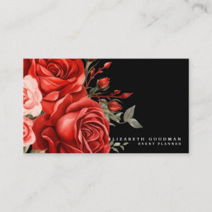 Klassische Rote Rosen Schwarze Visitenkarten Visitenkarte