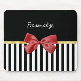 Klassische rote, schwarze und weiße Streifen mit N Mousepad