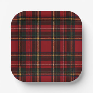 Klassische rote Tartan-Karo-Platte Pappteller