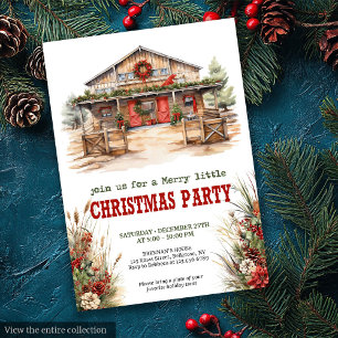 Klassische rote und grüne Ranch-Weihnachtsfeier-Ei Einladung