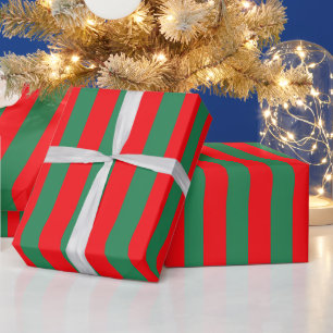 Klassische rote und grüne Weihnachtsstreifen Geschenkpapier