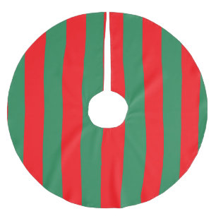 Klassische rote und grüne Weihnachtsstreifen Polyester Weihnachtsbaumdecke