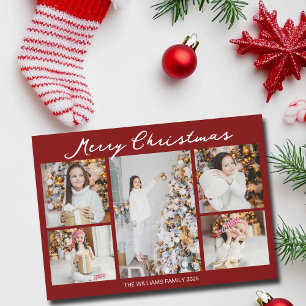 Klassische rote Weihnachts-Familienfoto-Collage Feiertagskarte