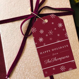 Klassische rote Weihnachtsschneeflocken Frohe Feie Geschenkanhänger