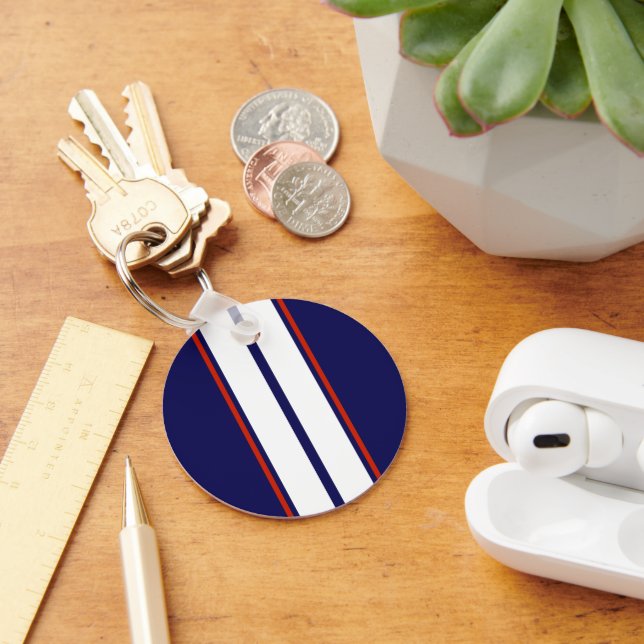 Klassische rote, weiße und blaue Streifen Schlüsselanhänger (Schreibtisch)