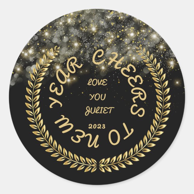 Klassische Round Stickers für das neue Jahr (Vorderseite)