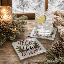 Klassische Route 66 Weihnachtsgetränk Dekoration Glasuntersetzer