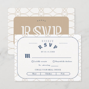 Klassische Royal Blue Retro-RSVP-Einlagekarte Begleitkarte