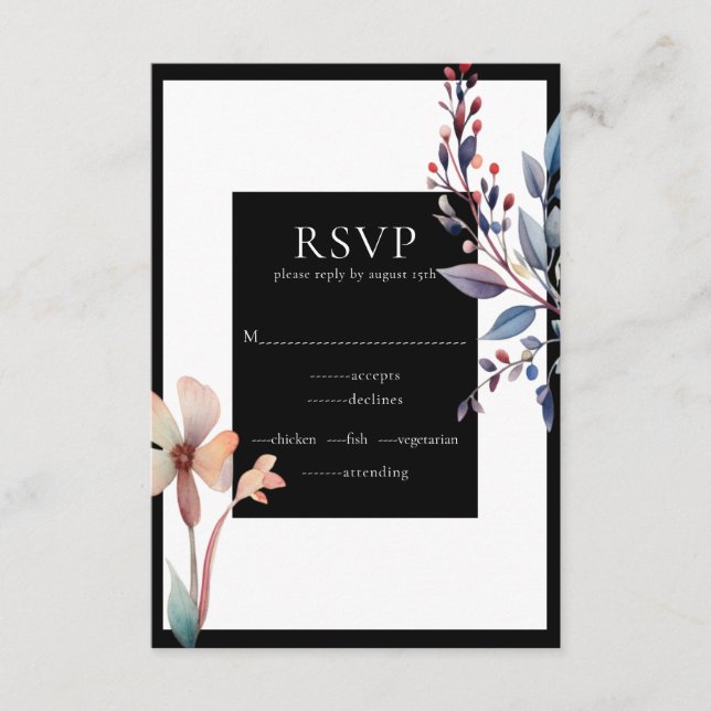 Klassische RSVP-Karte für Wasserfarben Begleitkarte (Vorderseite)