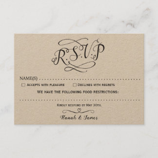 KLASSISCHE RSVP-KARTE - KRAFT-PAPIER RSVP KARTE