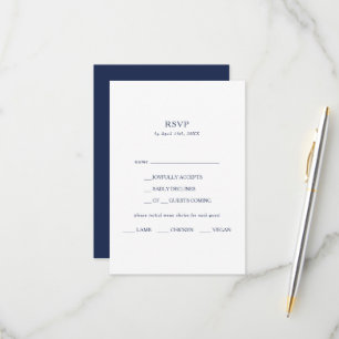 Klassische RSVP-Karte mit Minimalistischem Navy Bl RSVP Karte
