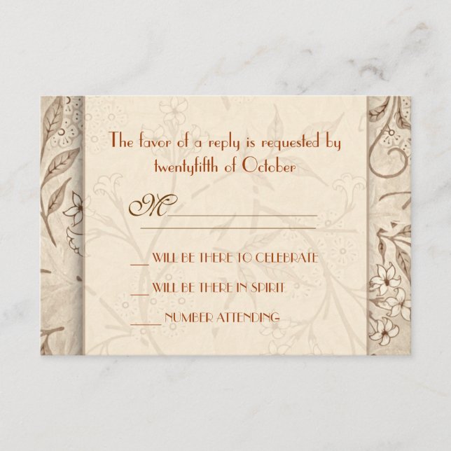 Klassische RSVP-Karten für Blumenhochzeit RSVP Karte (Vorderseite)