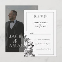 Klassische RSVP-Karten in Schwarz und Weiß