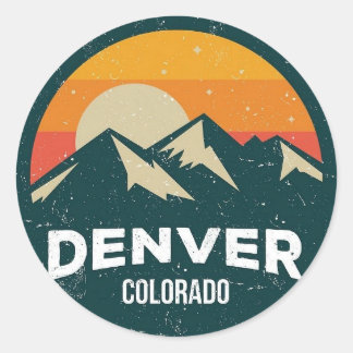 Klassische runde Aufkleber – Denver Colorado Berg