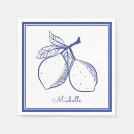 Klassische rustikale blaue Zitronen-Partyserviette Serviette