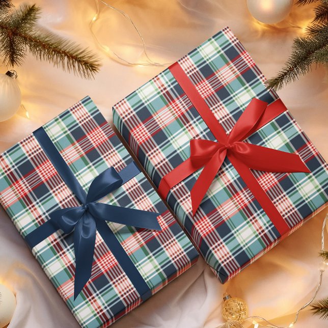 Klassische Rustikale Rot Grün & Blau Kariert Geschenkpapier (Von Creator hochgeladen)