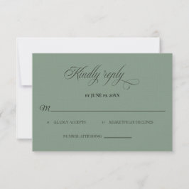 Klassische Sage-Grün-Hochzeits-RSVP-Karte RSVP Karte