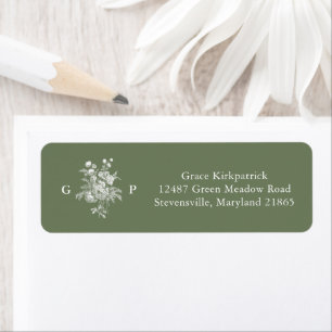 Klassische Sage-Grün-Monogramm-Rücksende-Adresse